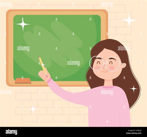 Cartoon Teacher Pointing The Blackboard Stock Vector Image And Art Alamy