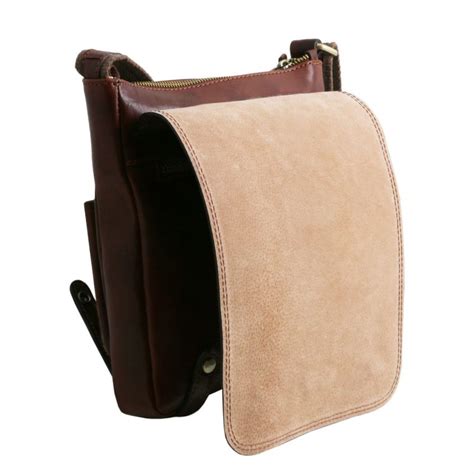Leather Crossbody Bag For Men With Front Straps Roby Domini Leather