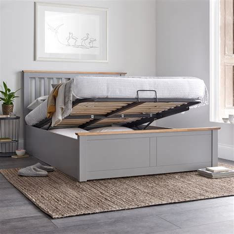 Malmo Grey Wooden Ottoman Bed 4ft6 Double