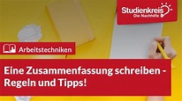 Eine Zusammenfassung schreiben - Regeln und Tipps - Studienkreis.de