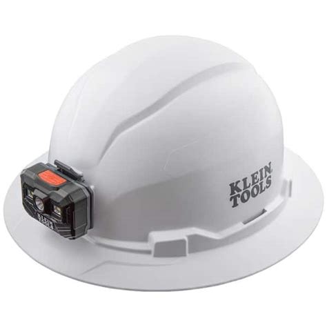 klein tools hard hat non vented full brim with rechargeable headlamp 60406rl the home depot