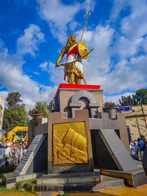 Emperor Tewodros Monument In Central Square Of Gondar City Stock Photo