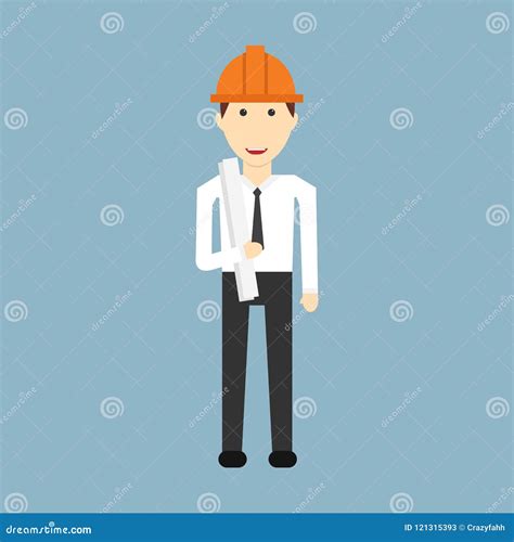 Engineer Cartoon With Civil Engineering Construction Stock Illustration