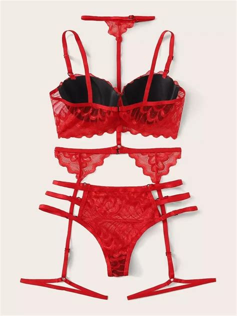 new trendy solid color sexy lace underwear bra briefs garters sexy lingerie 3 piece set women