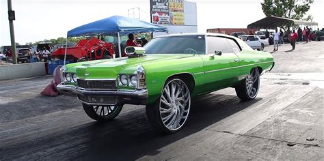 1972 Chevrolet Impala Donk Hits The Drag Strip With Ridiculous 30 Inch