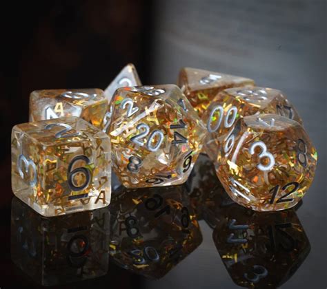 Golden As Glitter Resin Dnd Dice Set 7 Dungeons And Etsy Resin Setting