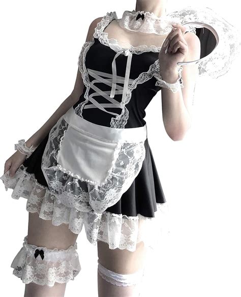 Iunong Maid Costume French Maid Fancy Dress With White Apron And