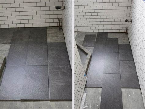 A running bond tile layout is a classic ceramic tile pattern. What's the Best Tile Layout For My Bathroom?: Straight or ...