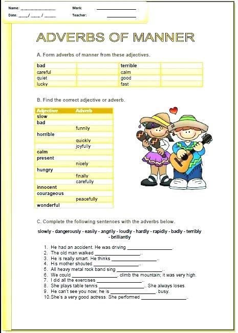 find  adverb worksheets worksheet  grade  identifying adverbs