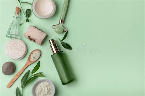 Beauty Background With Facial Cosmetic Products Eco Friendly Cosmetic