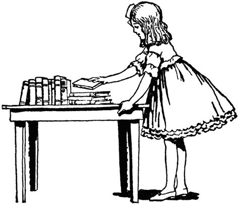 Girl Placing Books On Table Clipart Etc