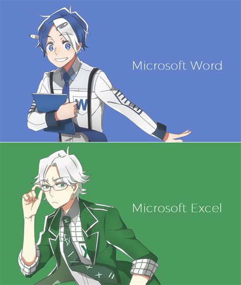 Microsoft Word And Microsoft Excel By Cioccolato Kun Cartoon As