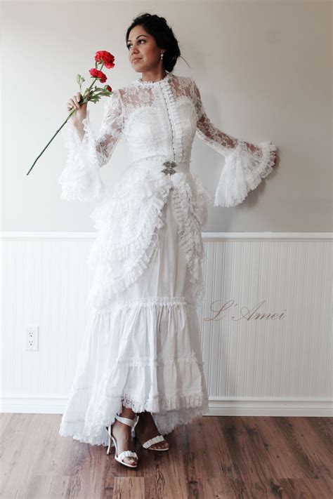 To bring out your unmatched faminity, victorian style wedding dresses are the prerequsite element. Vintage Victorian Style White Lace Wedding Gown #2230076 ...