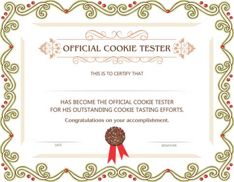 Official Cookie Tester Award Printables