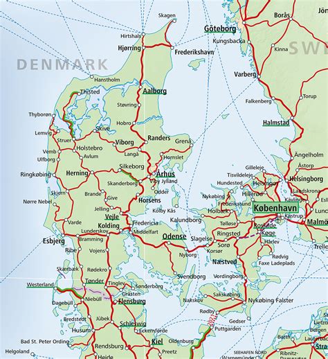 Alle karten werden in einer pappröhre (97 x 5 x 5 cm) verschickt. Dänemark Zug Karte - ACP Rail