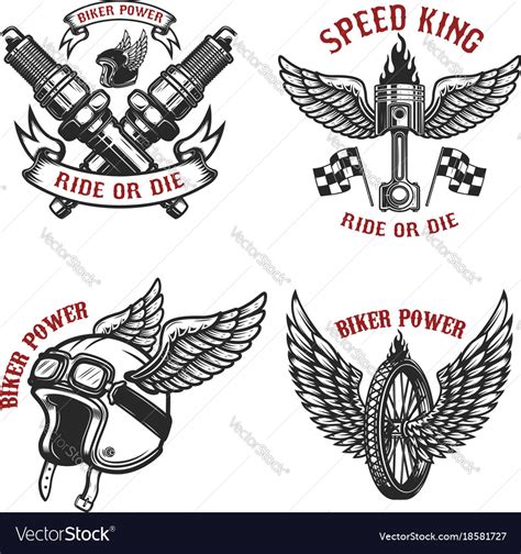 Set Of Vintage Motorcycle Emblems On White Vector Image