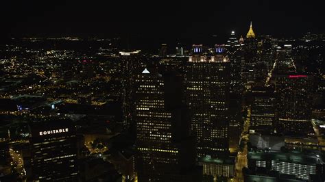 5k Stock Footage Aerial Video Flying By Skyscrapers In Downtown Atlanta