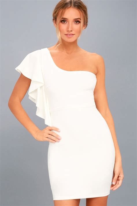 Sexy White Dress Bodycon Dress One Shoulder Dress Lwd Lulus