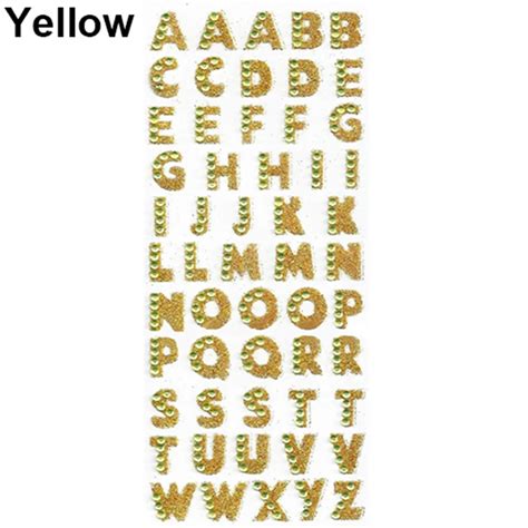 1 Sheet Glitter Alphabet Letter Stickers Self Adhesive Abc A Z Words