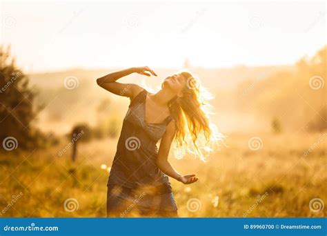 Dancing Girl At Sunset Stock Photo Image Of Fashion