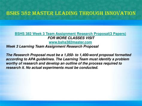 Ppt Bshs 382 Master Leading Through Innovationbshs382masterdotcom