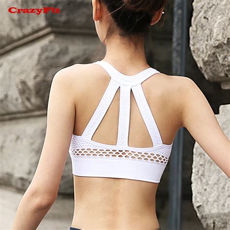 Crazyfit Mesh Hollow Out Yoga Bra Women 2018 New For Sport Running Yoga Fitness Athletic Gym
