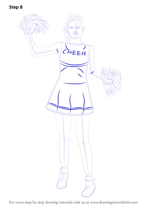 Learn How To Draw A Cheerleader Girl Other Occupations Step By Step