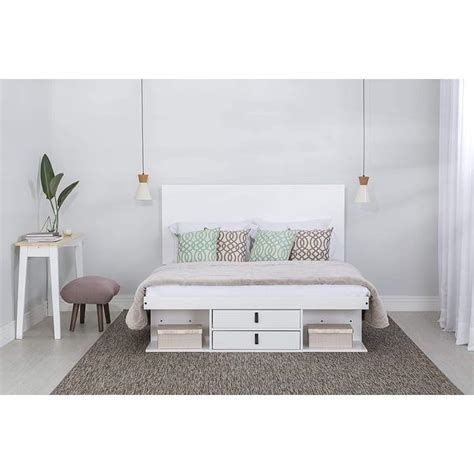 Mission queen platform bed with matching foot board with 2 urban bed drawers in white (queen). Pin on Lalin deco