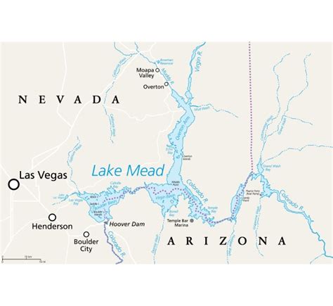 Lake Mead Map Largest Reservoir In The Us Formed By Lizenzfreies Bild