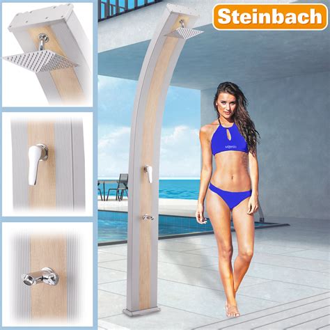 Steinbach Solardusche Slim Line Deluxe Silber Holzoptik