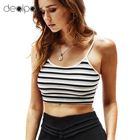 Women Cropped Camisole Top Contrast Striped Crop Top Spaghetti Strap Sleeveless Open Back