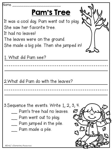 Autumn Reading Comprehension Worksheet