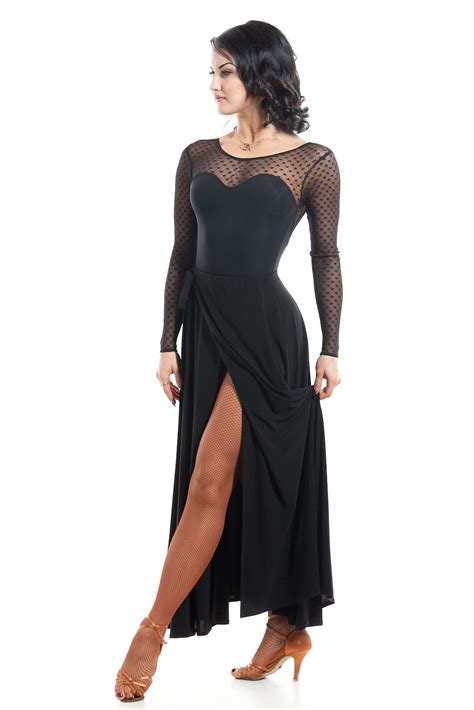Long Wrap Black Dance Skirt Dance Outfits Ballroom Dress Latin Dress
