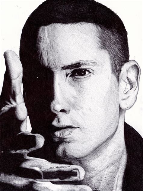 Pen Drawing Of Eminem Freehand By Demoose21 On Deviantart