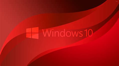 Windows 10 Transparent Logo On Red Waves Wallpaper Computer