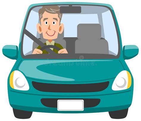 Grandpa Driving A Car Illustration Cartoon Character Stock Illustration