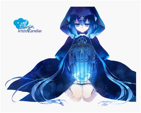 Anime Girl Blue Hair Magic Hd Png Download Transparent Png Image