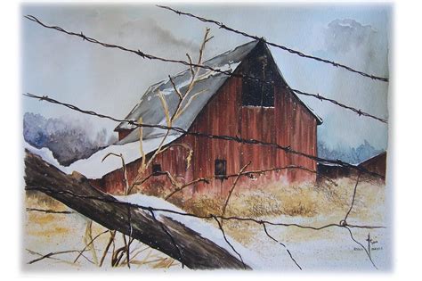 Beautiful Painting Of A Barn Watercolor Barns Barn