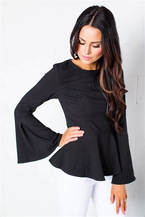 Black Bell Sleeve Peplum Top Couture Dottie Couture Bell Sleeves