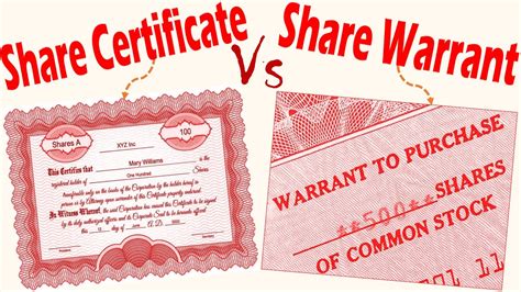 Differences Between Share Certificate And Share Warrant Youtube