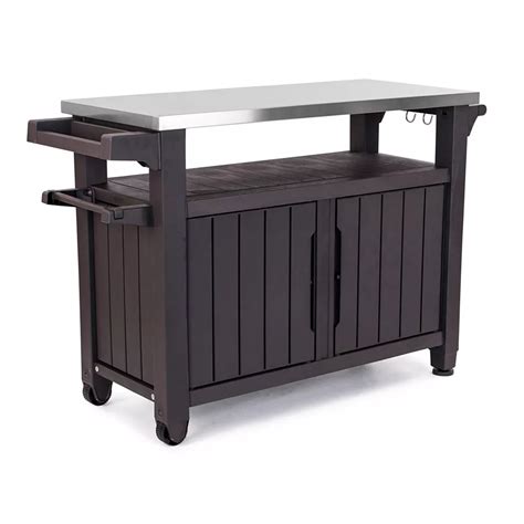 Keter Unity Xl Bbq And Storage Table With Stainless Steel Countertop