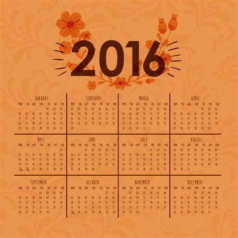 Simple Wall Calendar 2016 Design Vectors Set 12 Eps Uidownload