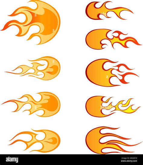Set Of Different Fireballs Patterns For Design Use Stock Vector Image