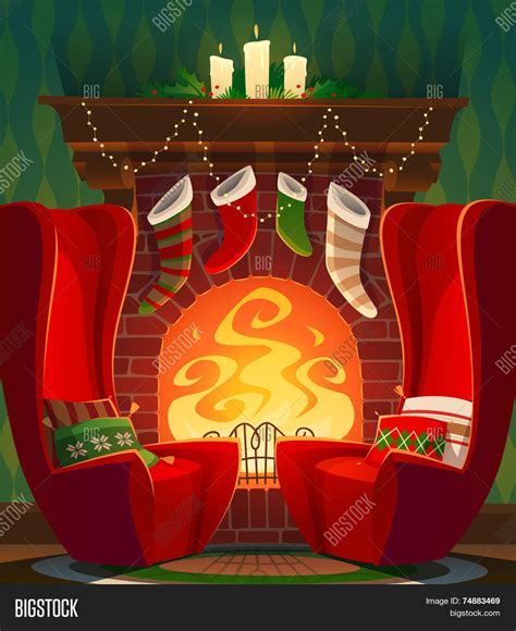 Fireplace Christmas Vector And Photo Free Trial Bigstock