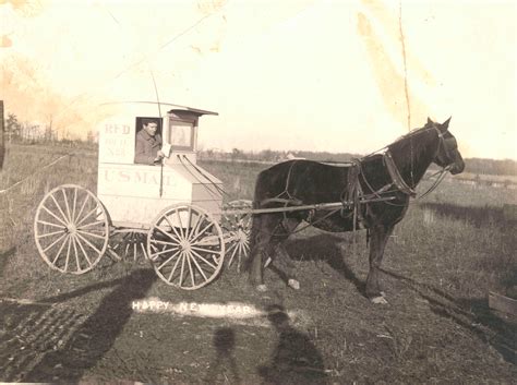 Rural US mail carrier with horse drawn Harrington "Light Runner" mail