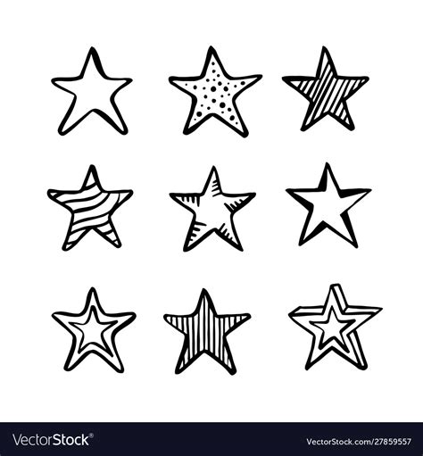 Stars Doodle Art Set Royalty Free Vector Image