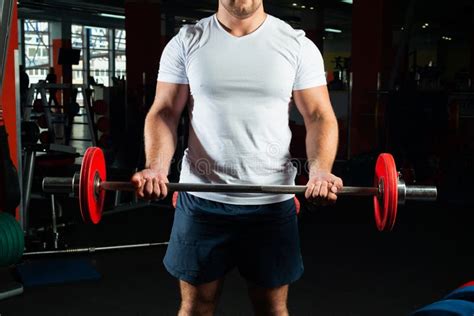 Male Athlete Lifts The Barbell Stock Image Image Of Club Strength