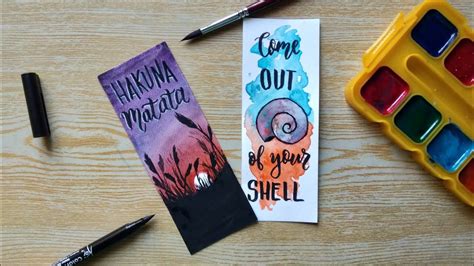 diy bookmarks with quotes watercolor youtube