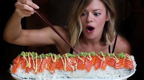 Giant Sushi Roll Mukbang Youtube
