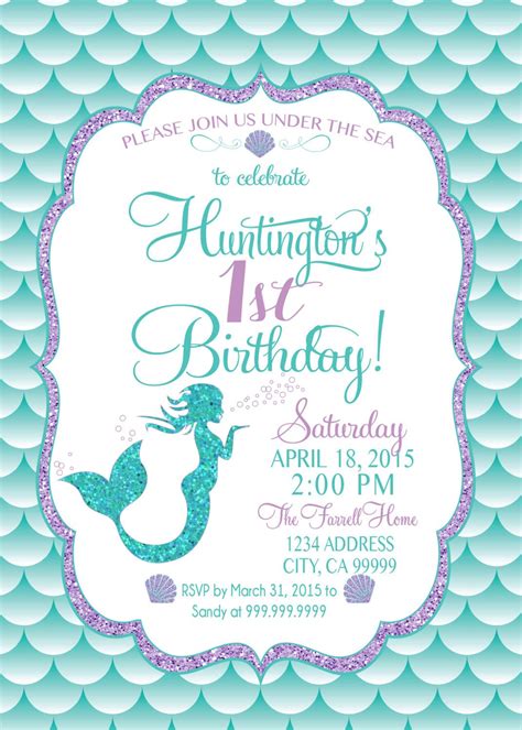 Mermaid Invitation Birthday Mermaid Party Invite Under The Sea Mermaid